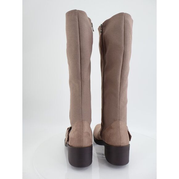 BZees Women's Olympia Knee High Boot Stretch Fabric Size 11 Tan Beige Zip Up - Picture 5 of 10